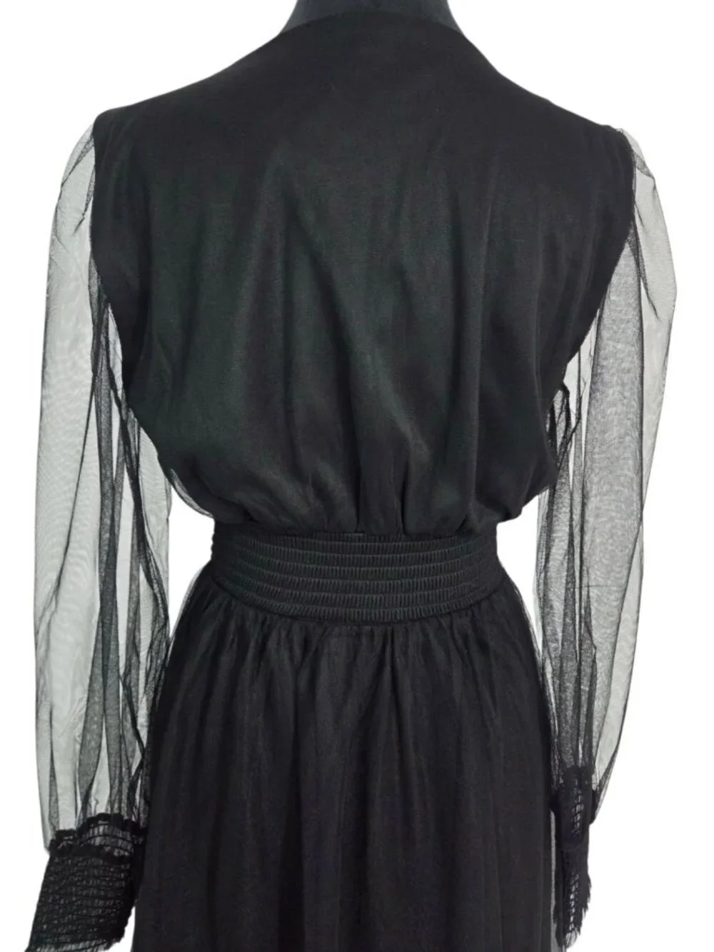 NEW Baltic Born Size Medium Black Tulle Maxi Dress Long Sleeve - Picture 9 of 14